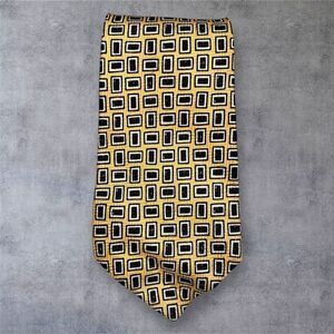 Vintage‎ Polo Ralph Lauren Men's Yellow Silk Geometric Designer Tie